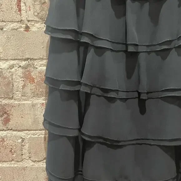 SPRING SALE! White House Black Market Black Tiered Ruffle Mini Dress 4 NEW - Picture 6 of 7